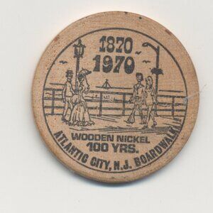 Vintage Atlantic City NJ Boardwalk 100 Years Wooden Nickel 1970